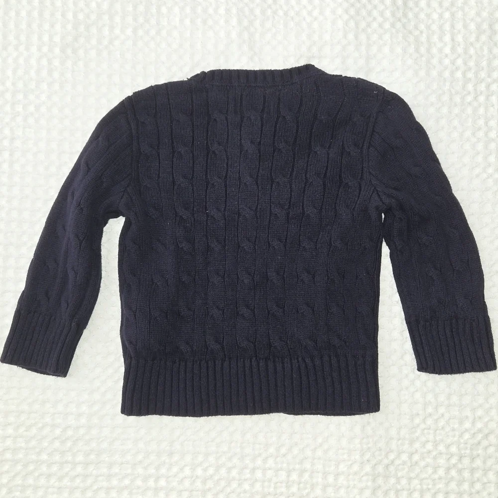 Polo Ralph Lauren Navy Blue Toddler Cable-Knit Cotton Sweater Size 2